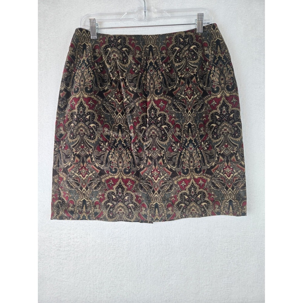 Talbots Womens Paisley Print Skirt Size 12 Cotton Blend Multicolor